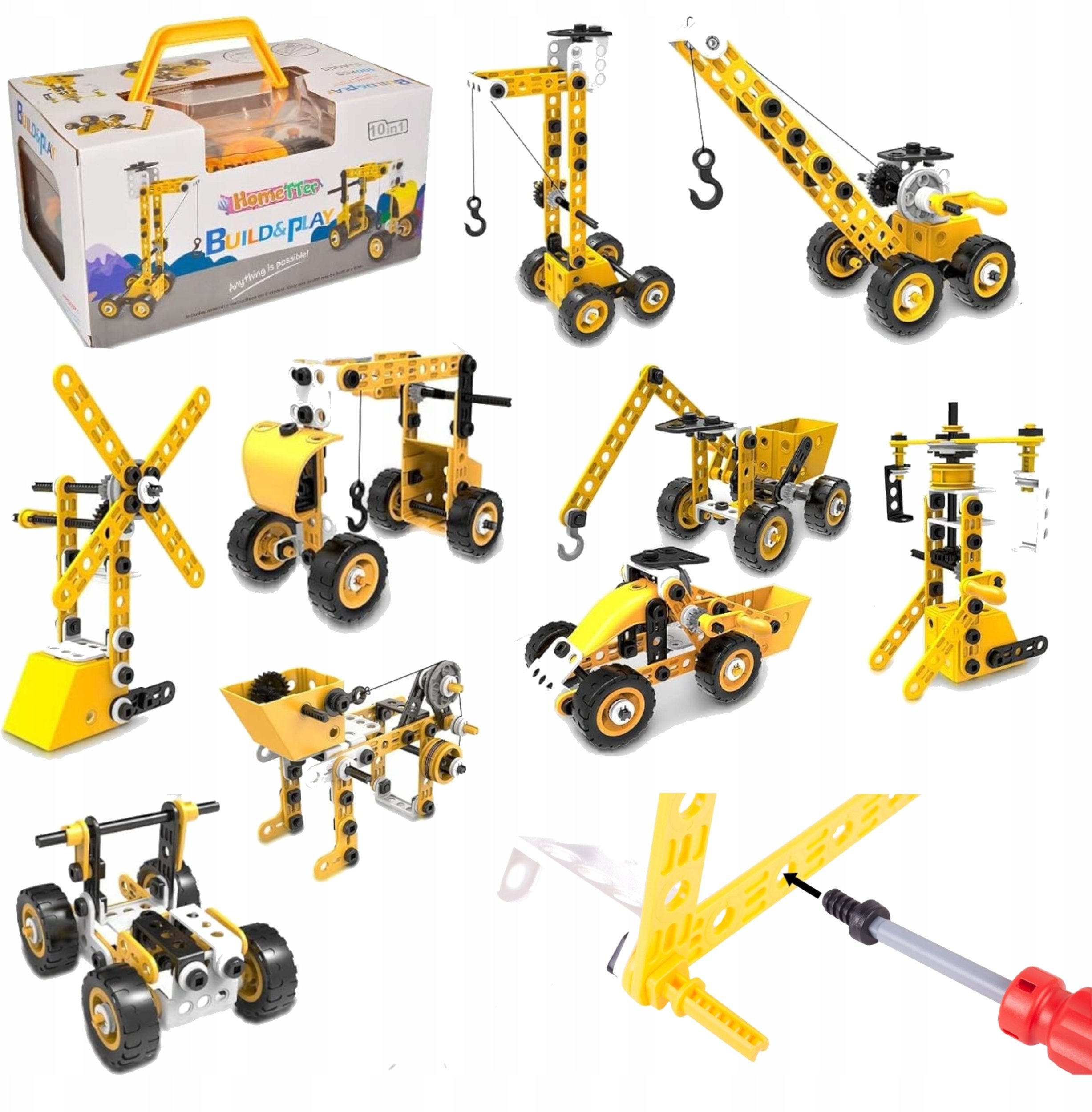 Klocki konstrukcyjne 8w1 pojazdy edukacyjne zestaw walizka 100 el