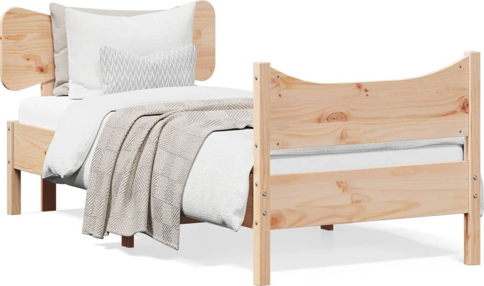 vidaXL Rama łóżka z wezgłowiem, biała, 75x190 cm, lite drewno sosnowe