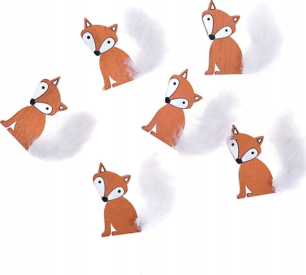 Titanum Drewniane liski z futerkiem samoprzylepne 6szt