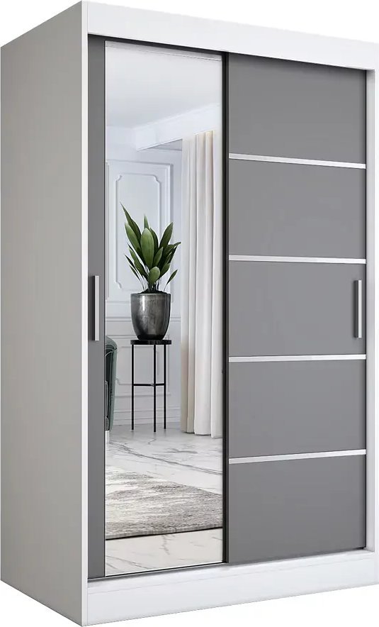 Elior Szafa przesuwna 120 cm biel + antracyt - Felix 3X