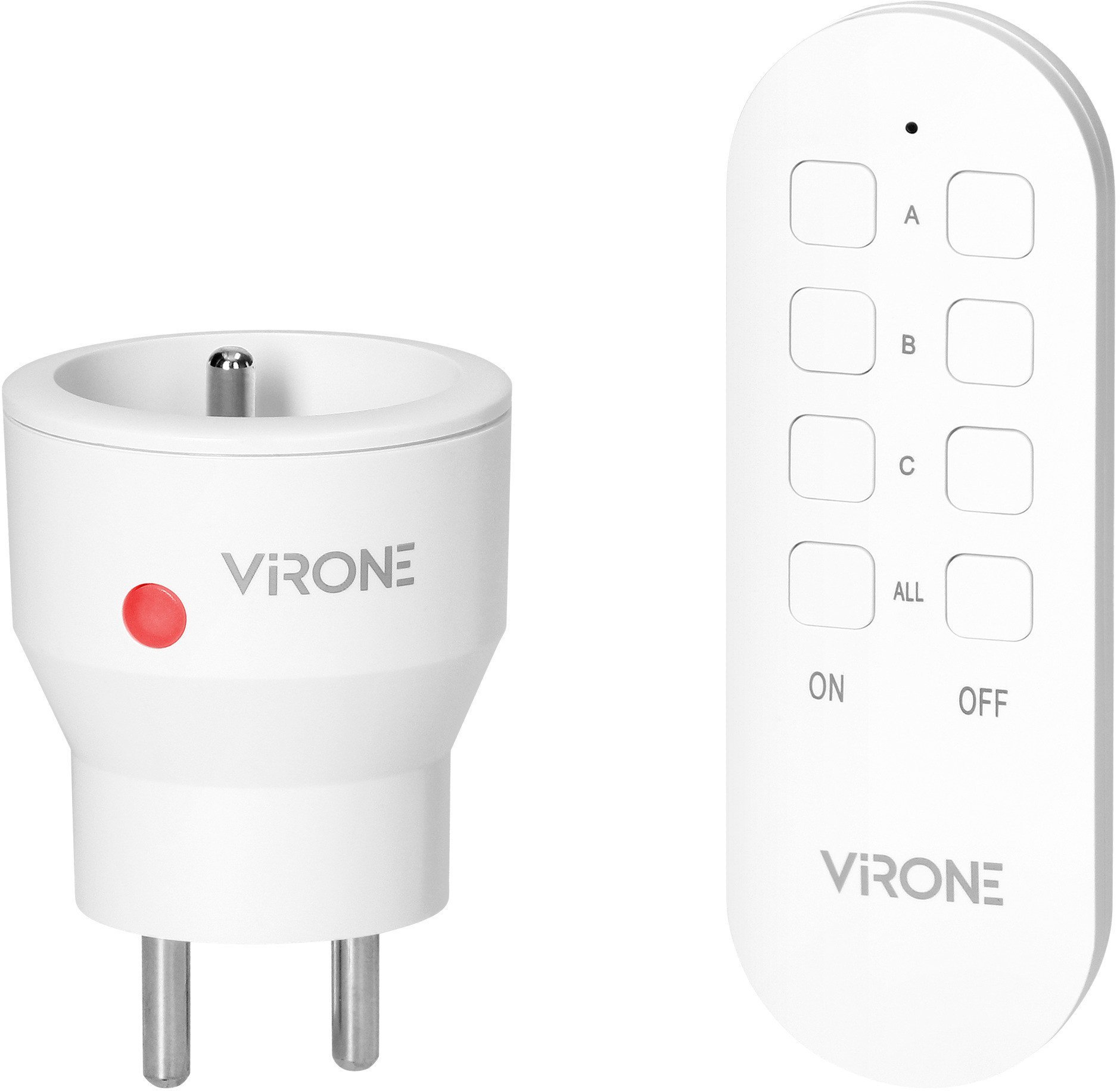 Zestaw bezprzewodowych gniazd MINI, sterowanych pilotem 1+1, 2300W