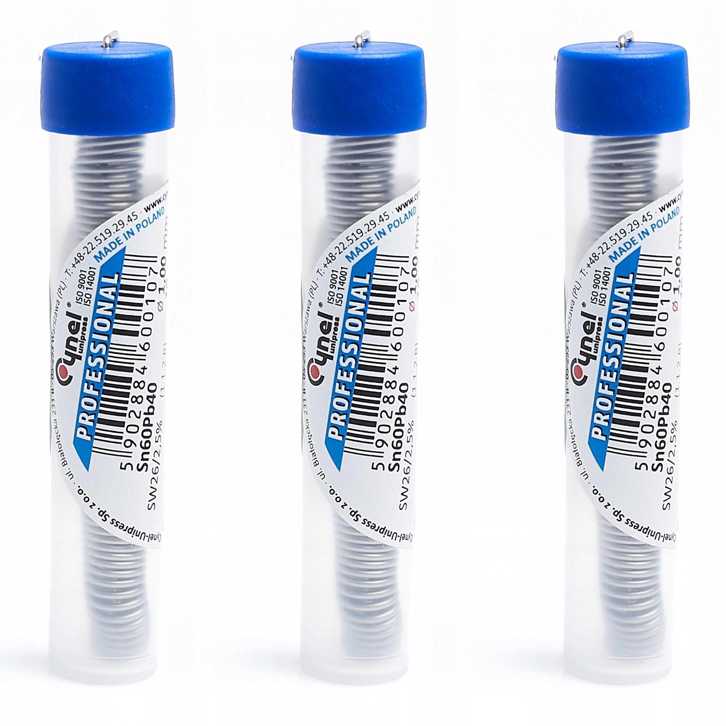 Cyna do Lutowania z Topnikiem 2,5% Ołowiowa S-Sn60Pb40 Cynel 1mm 3m 3x 16g