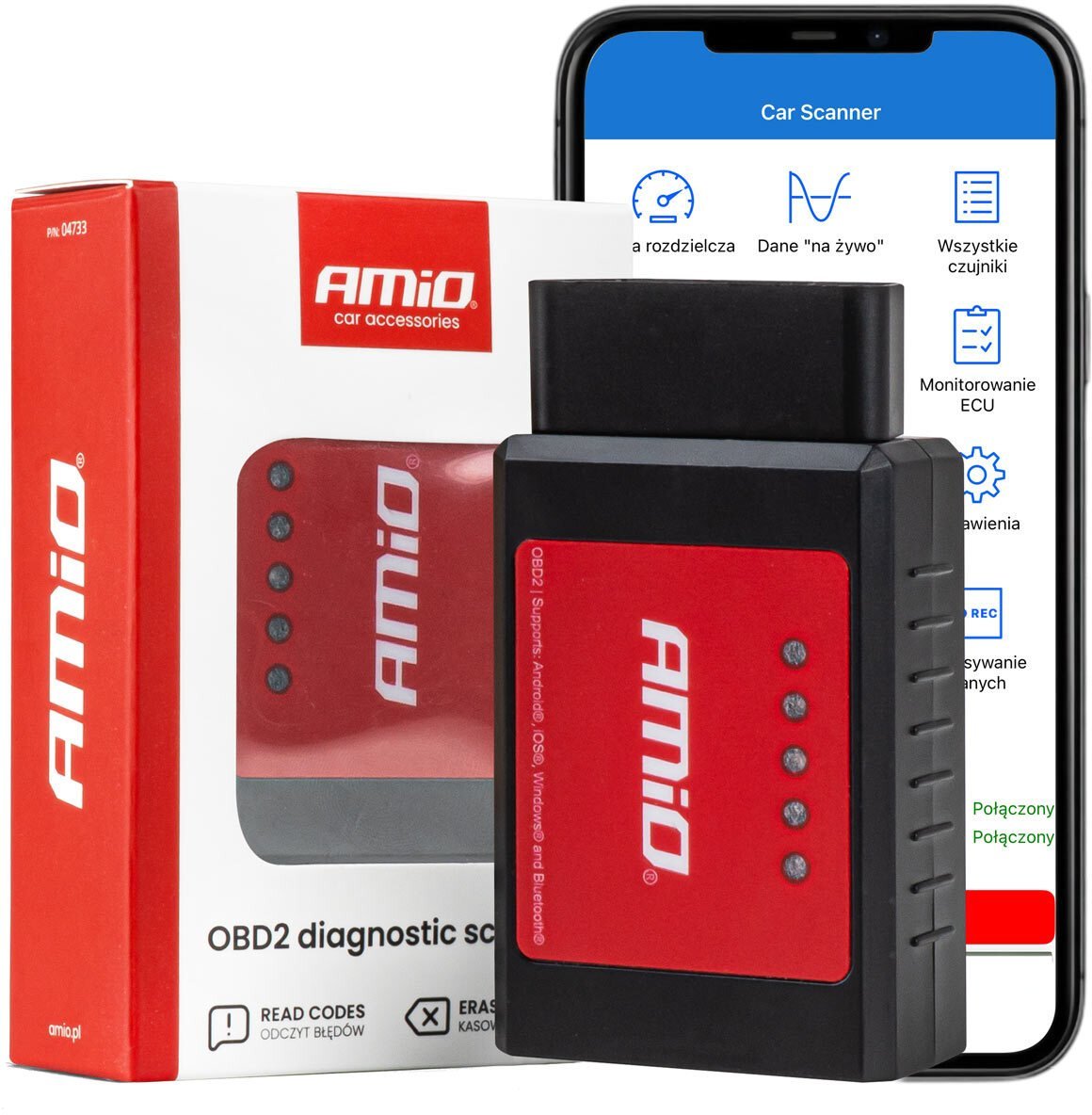 Skaner tester interfejs diagnostyczny elm327 obd2 bt xl amio-04733