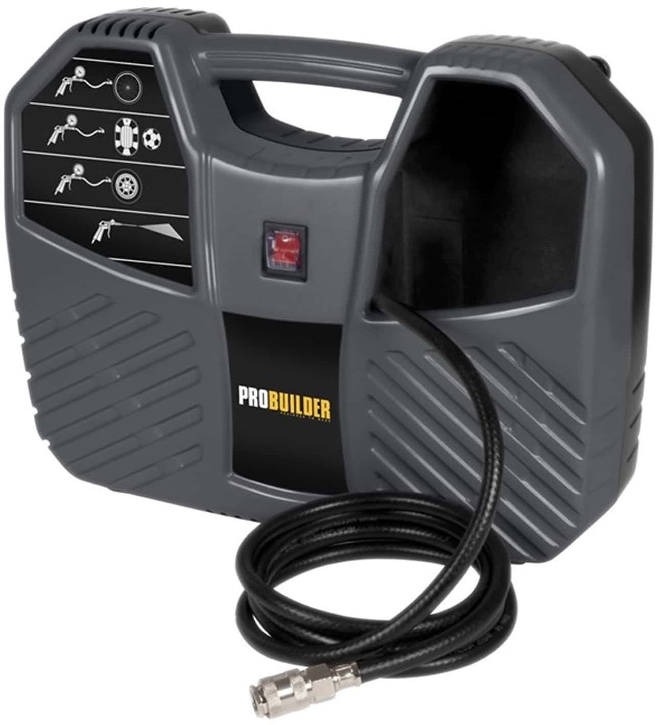 Air compressor PROBUILDER, power 1100 W, max. pressure 8 Bar, flow 180 l/min, gun included