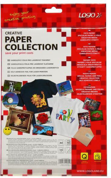 Logo Samoprzylepny folia, przezroczysta, matowa, A4, 125 g/m2, 10 arkuszy (15344)