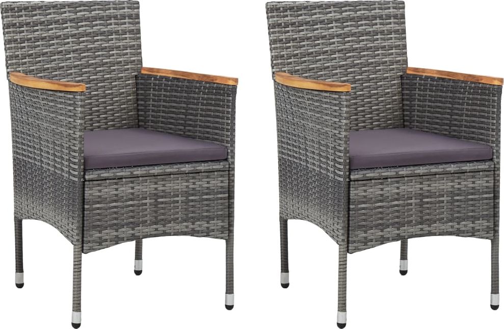 vidaXL Krzesła ogrodowe, 2 szt., polirattan, szare