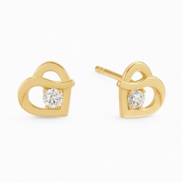 Caspol Złote Kolczyki Serduszka z Cyrkonią KL.03211 Biżuteria Damska Złoto 585