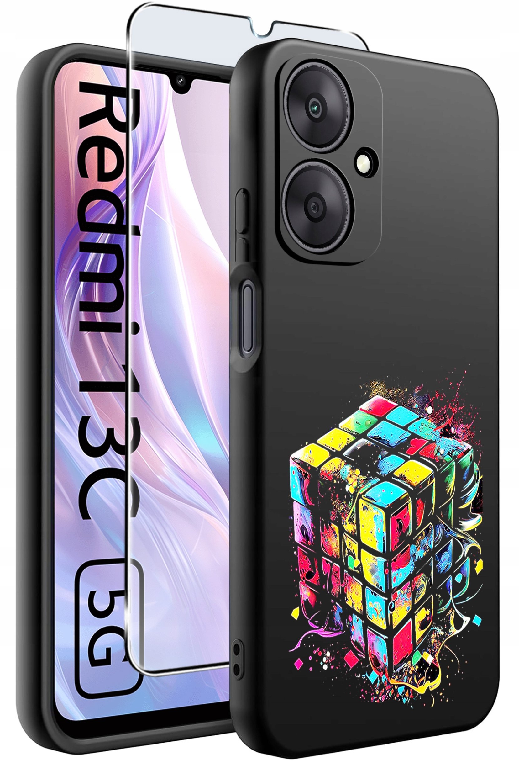 ETUI do Xiaomi Redmi 13C 5G WZORY |SILIKONOWE MATT CASE +SZKŁO HARTOWANE 9H