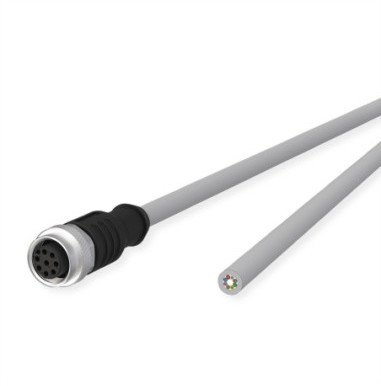 Kabel czujnika/siłownika METZ CONNECT M12, kod A, męski prosty kabel M12 - otwarty koniec, szary, 1 m