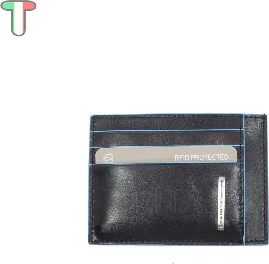 Piquadro Piquadro, Blue Square, Genuine Leather, Card Holder, PP2762B2R / N, Black, For Men For Men