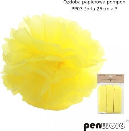 Polsirhurt Pompon papierowy żółty 25cm pp03