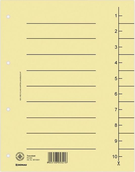 Donau Przekładka DONAU, karton, A4, 235x300mm, 1-10, 1 karta, jasnobrązowa