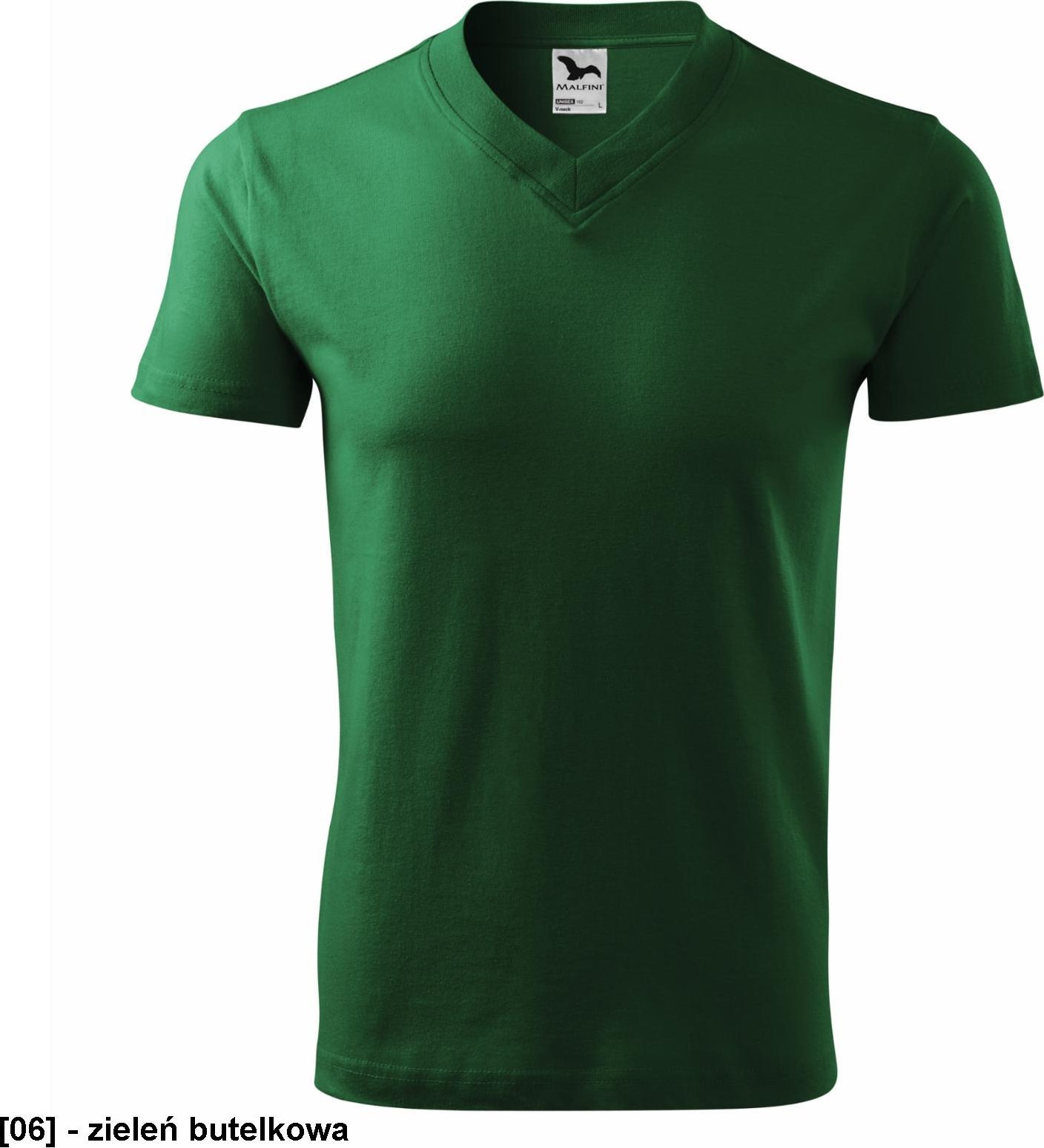 MALFINI V-neck 102 - ADLER - Koszulka unisex, 160 g/m2 - zieleń butelkowa XL