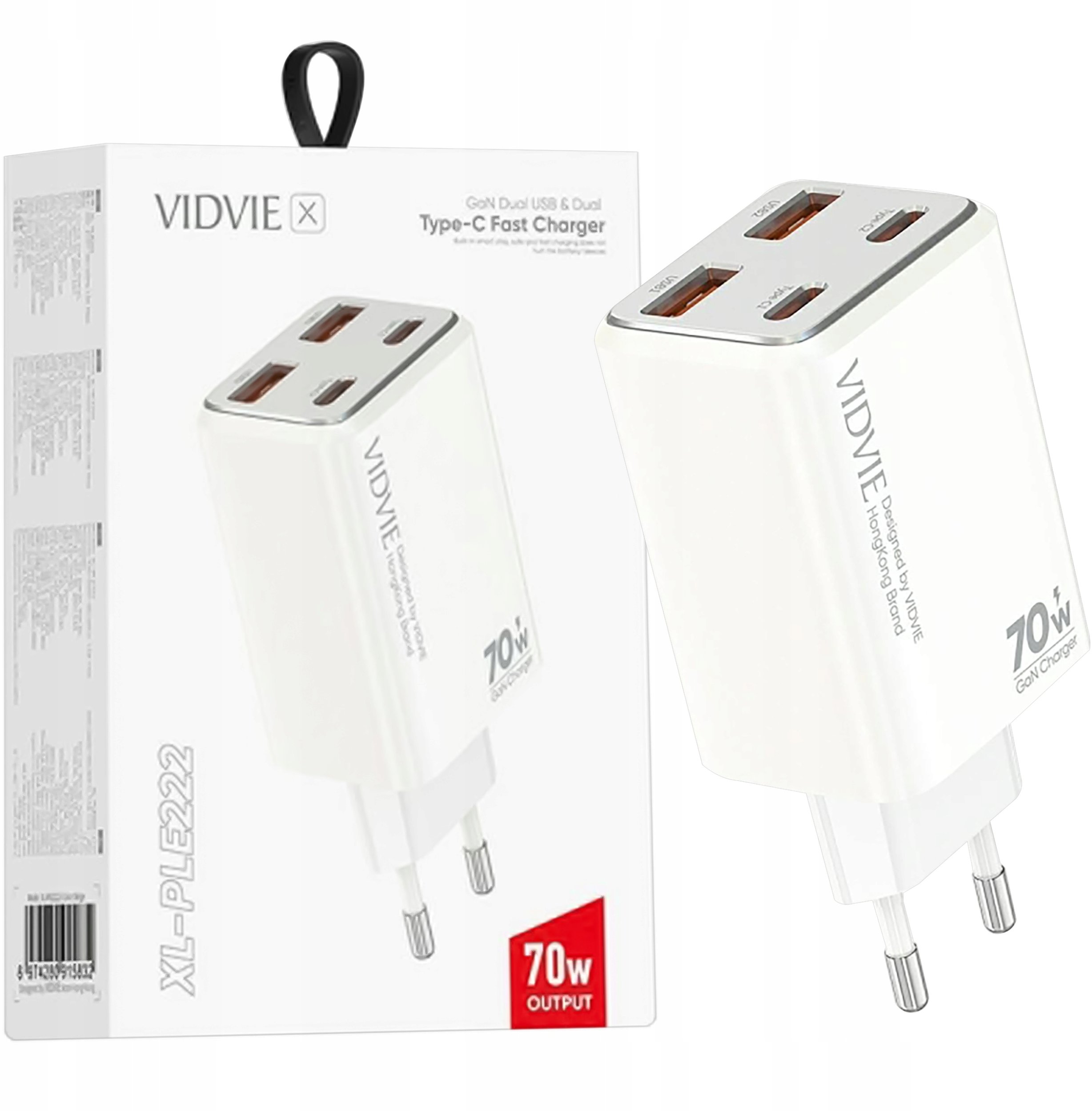 SZYBKA Ładowarka sieciowa VIDVIE 70W 2X USB TYP-C 2X USB KOSTKA DO TELEFONU