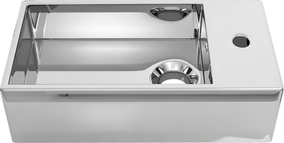Umywalka vidaXL Umywalka z przelewem, 49 x 25 x 15 cm, ceramiczna, srebrna