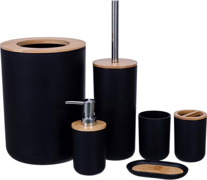 Aptel Zestaw Akcesoriów Łazienkowych zdobione Kryształkami 6 sztuk czarny AG740B