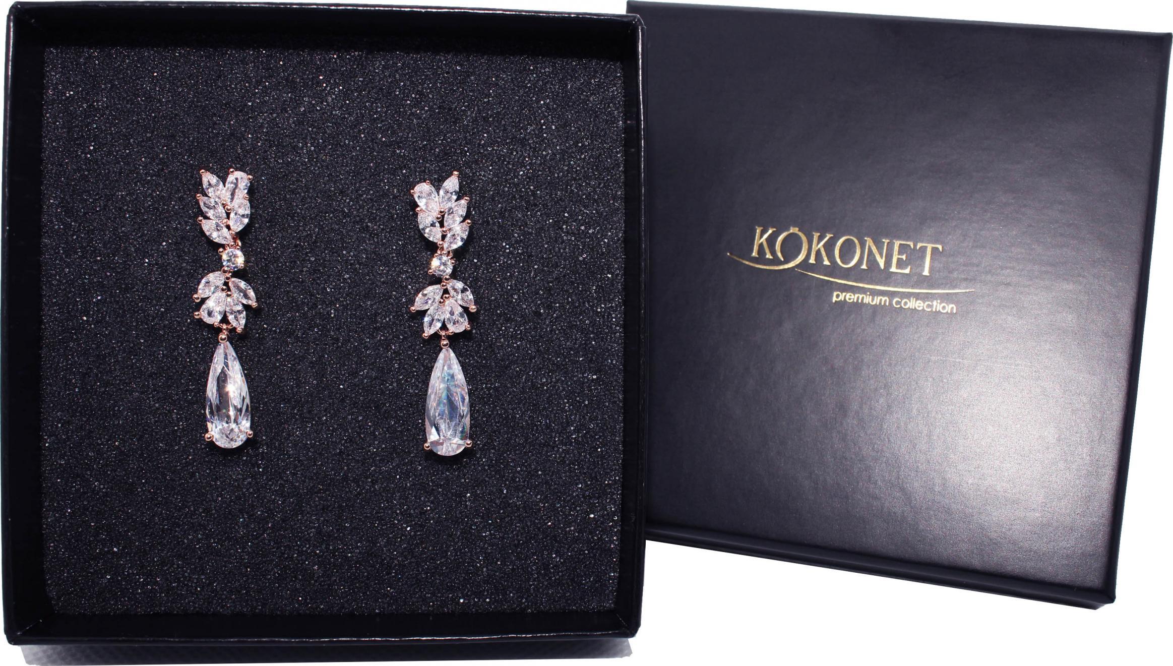 KOKONET kolczyki ROSE GOLD ślubne wesele ZŁOTE kwiat KLASA