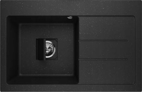 Zlewozmywak Lavello ZLEWOZMYWAK GRANITOWY LAVELLO QUBE1.0 CZARNY METALIK PRAWY