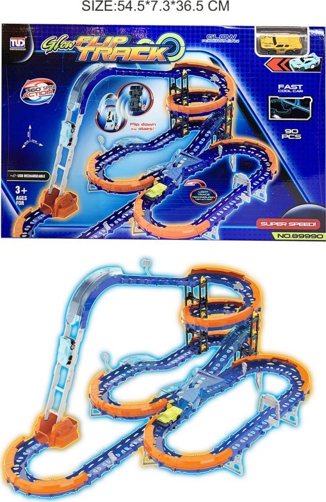 Ramiz Tor Wyścigowy z Drabiną dla dzieci 3+ Części konstrukcyjne 90 el. + Autko z LED