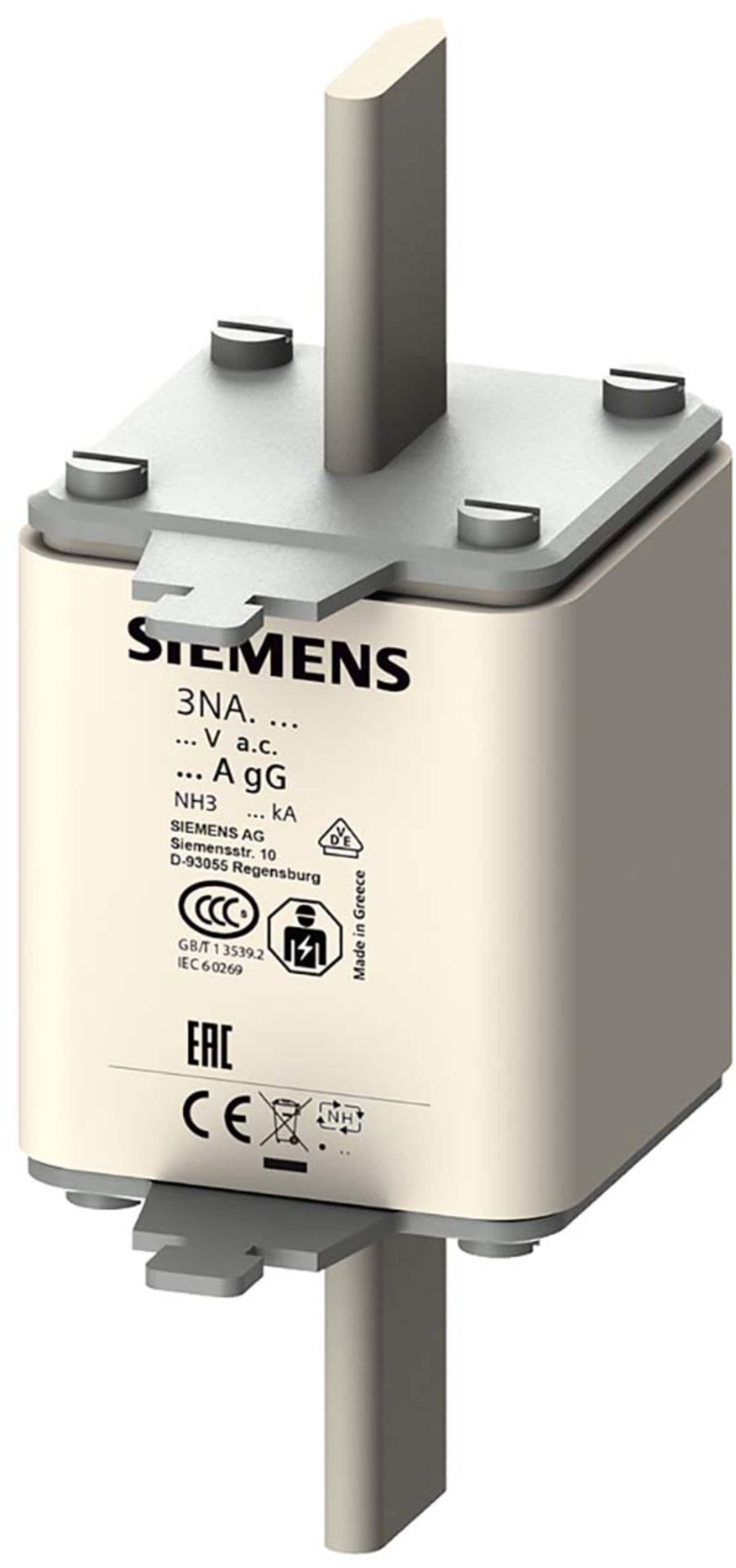 Siemens Wkładka topikowa NH 250A 500V klasa gG standardowa wersja zaczepy nieizolowane wielkość 3 3NA3344