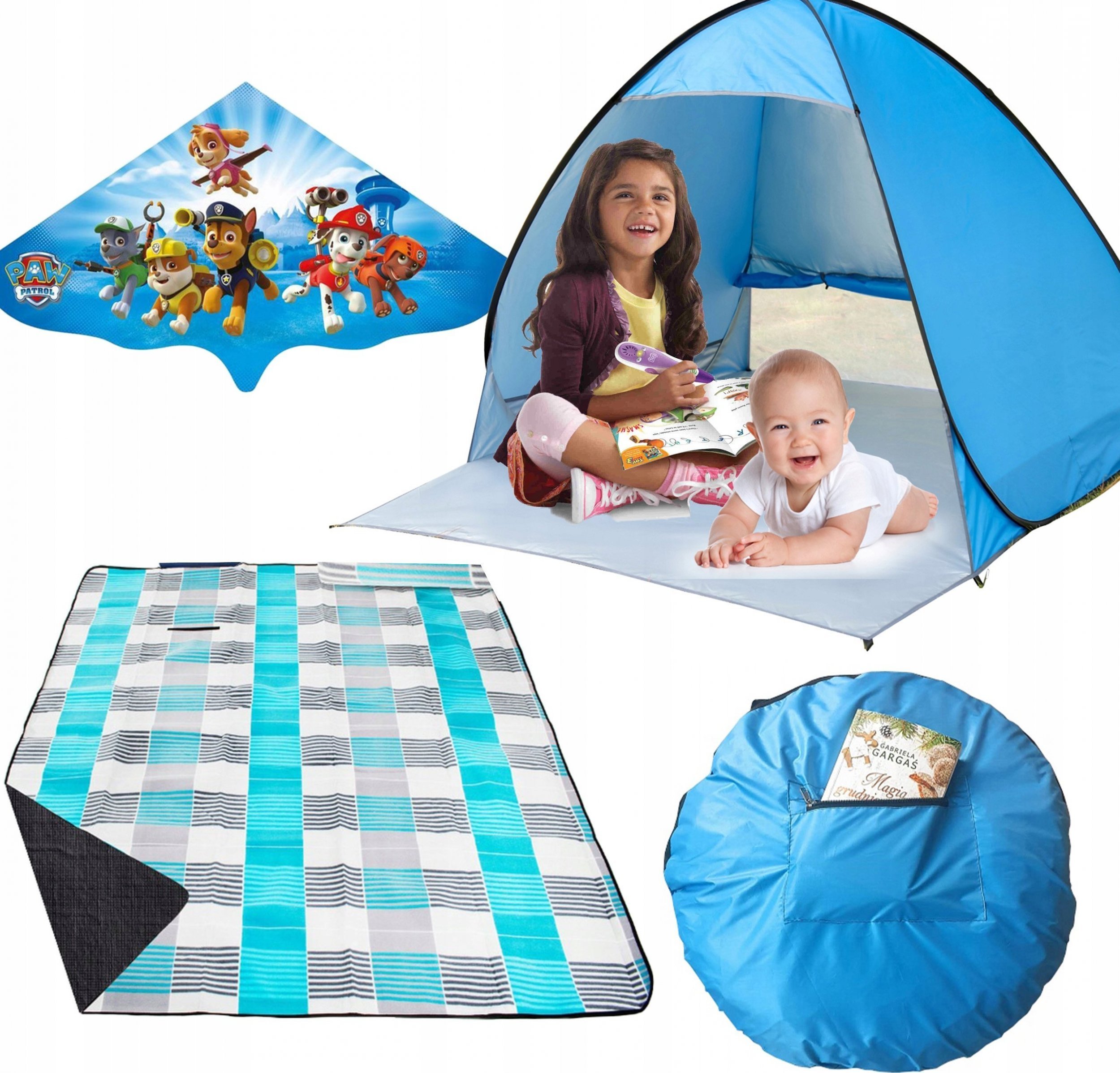 Jack Mors Namiot Plażowy Koc Plażowy Latawiec Zestaw Dzieci