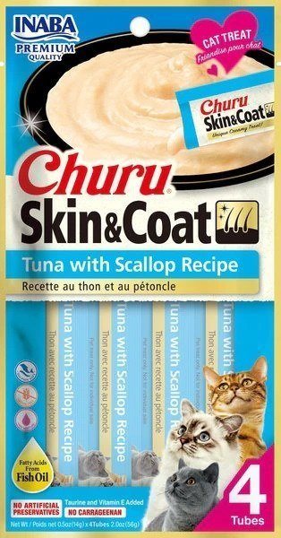 Inaba Foods Przysmak Inaba CHURU Tuńczyk z przegrzebkiem SKIN&COAT dla kota 4x14g