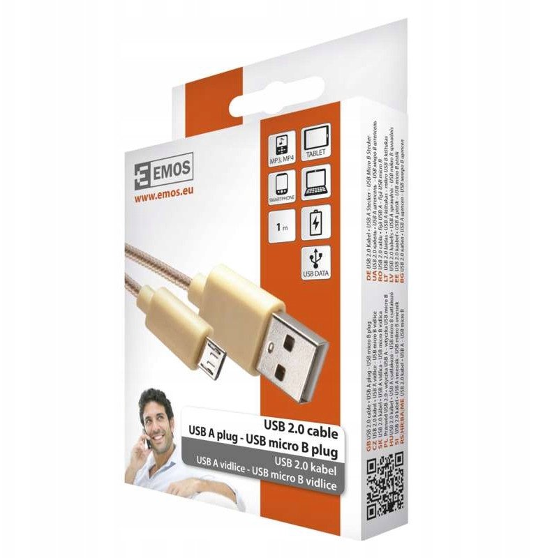 Kabel USB USB-A - microUSB 1 m Złoty (SM7006Y)