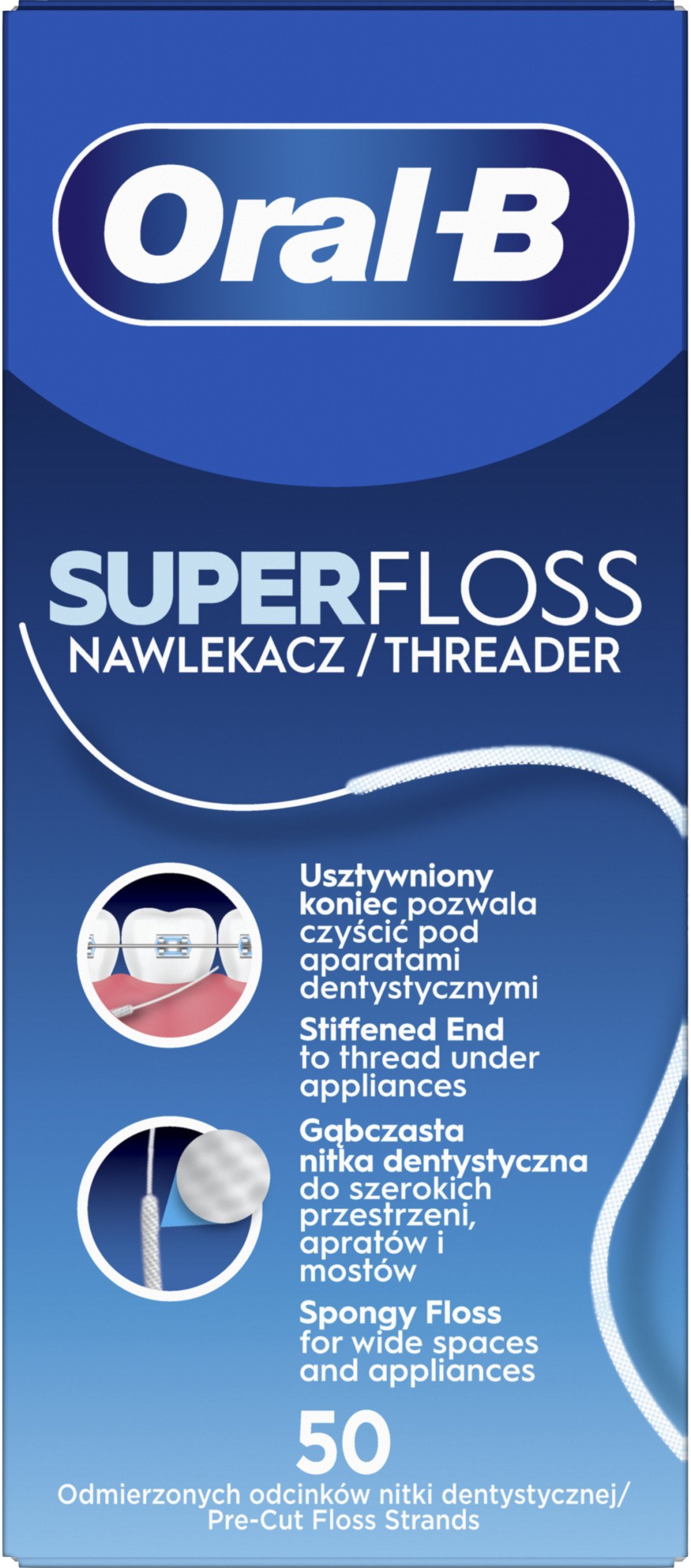 Oral-B Super sukarpytas dantų siūlas, 50 vnt.