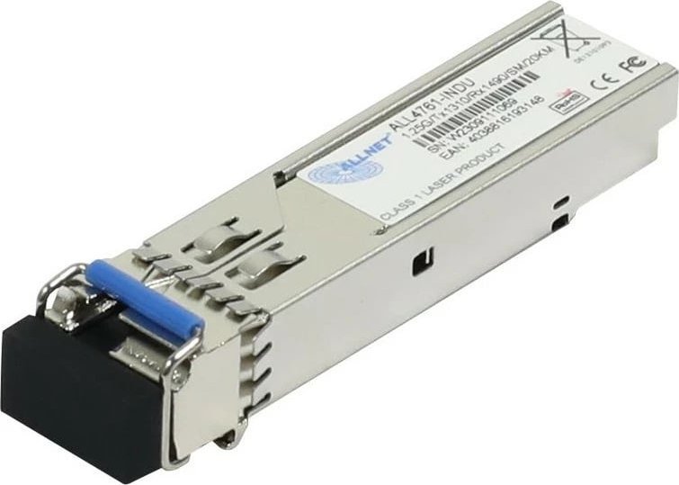 Allnet ALLNET Switch Modul ALL4761-INDU SFP(Mini-GBIC), 1000Mbit, WDM(Bidi)/LC, Tx1310nm/Rx1490nm, 9u, 20Km, Industrial -40/+85 Grad,