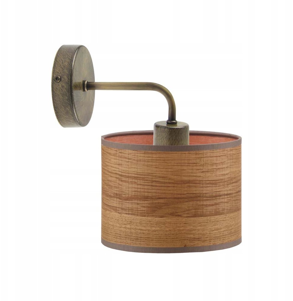 Skandynawski kinkiet ścienny LED AURORA ECO z fornirowym abażurem w kształcie walca 25x25 cm