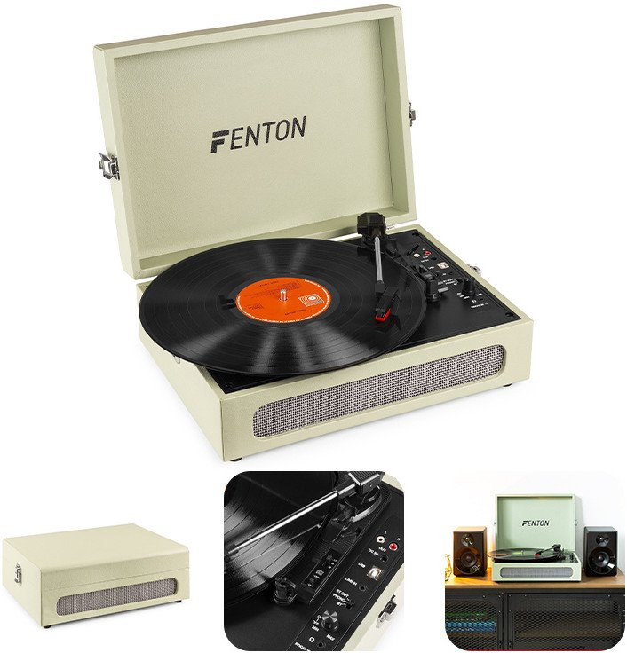 Gramofon Fenton Gramofon w walizce RP118C wejście/wyjście BT zielony one size