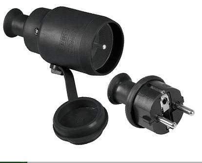 Opal Gniazdo GN-H2 + wtyczka WT-40H IP44 czarne