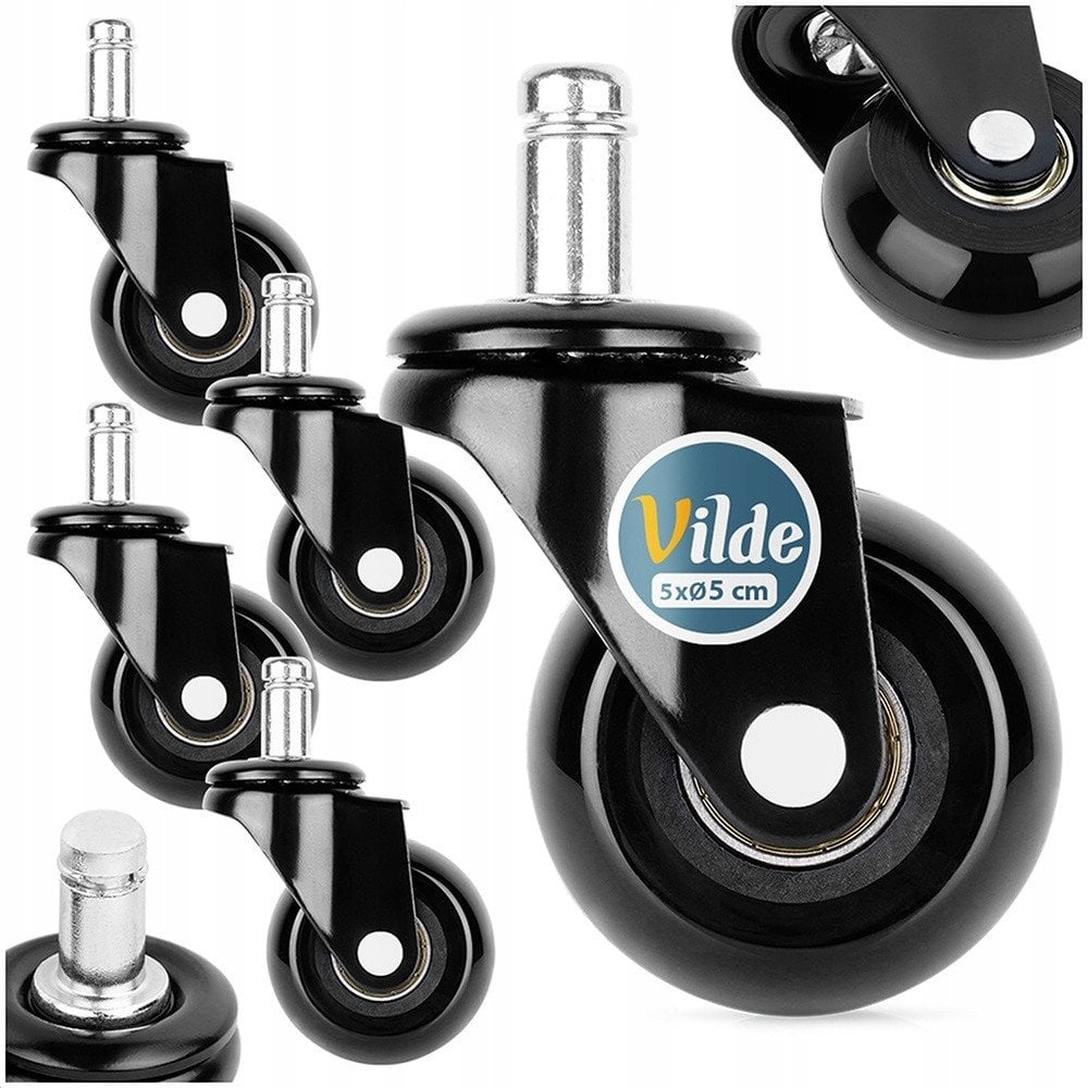 Kółka do Fotela Kauczukowe Obrotowe VILDE 5 cm Śr. 11 mm 5 szt.