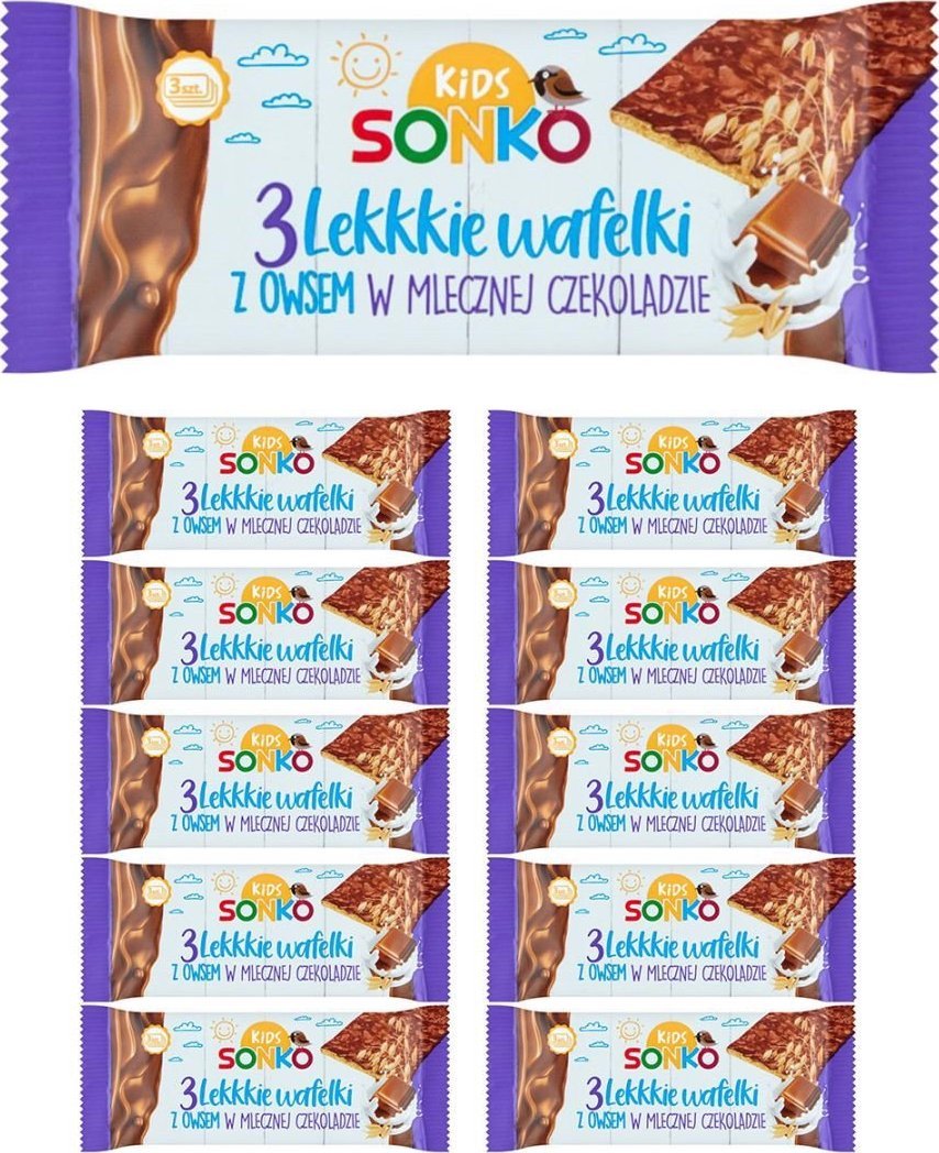 SONKO Sonko Kids wafelki z owsem w mlecznej czekoladzie 36g x11 sztuk