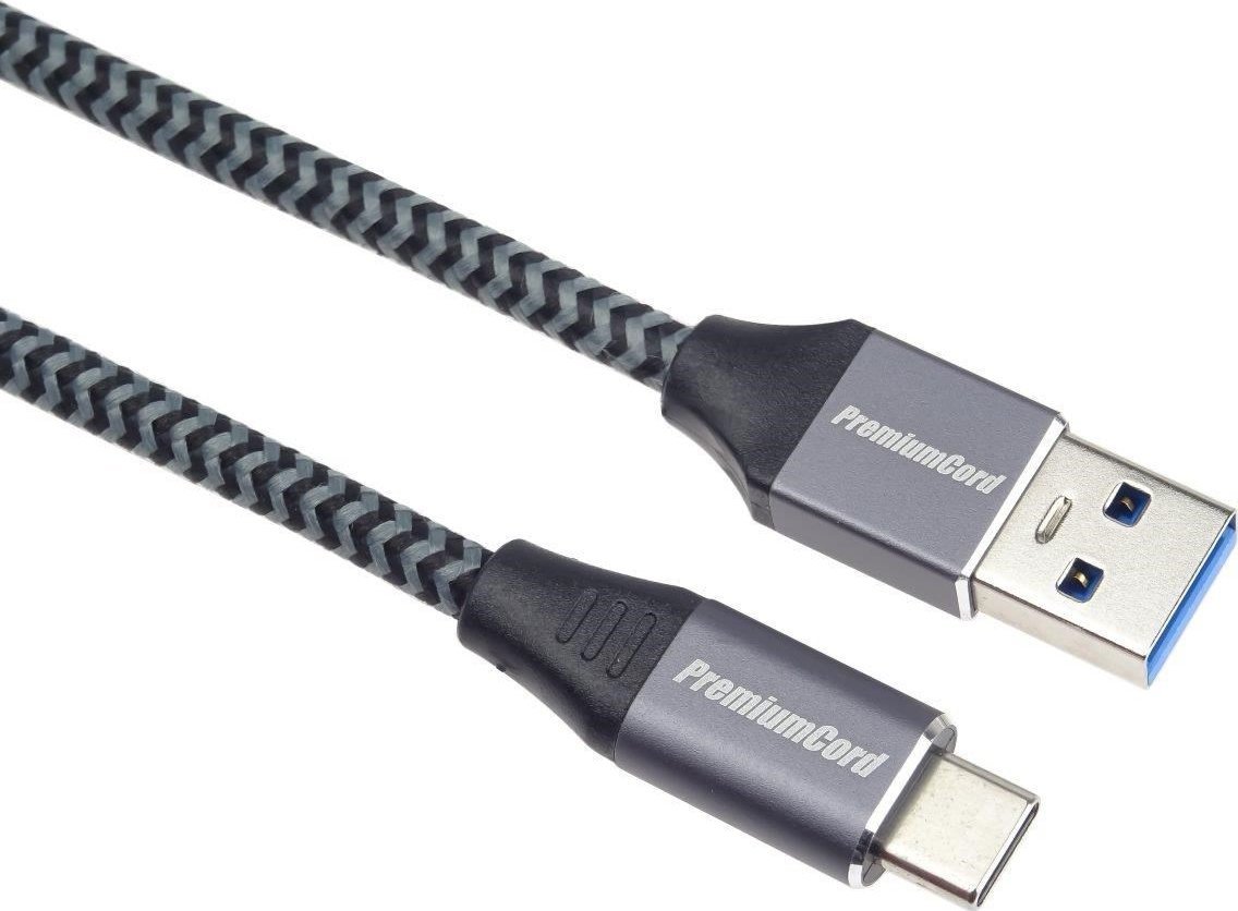 Kabel USB PremiumCord USB-A - USB-C 0.5 m Czarno-szary (ku31cs05)