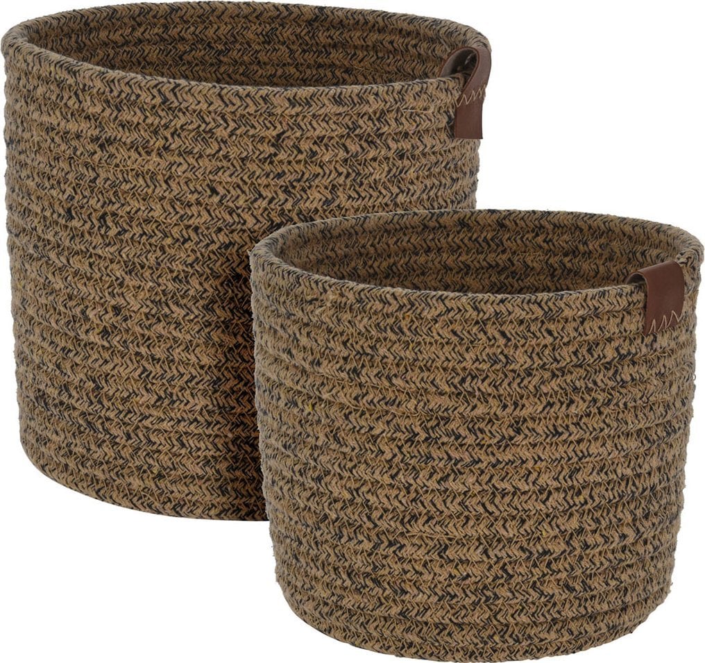 Home Styling Collection Okrągłe kosze do przechowywania, plecione z bawełny, 2 sztuki