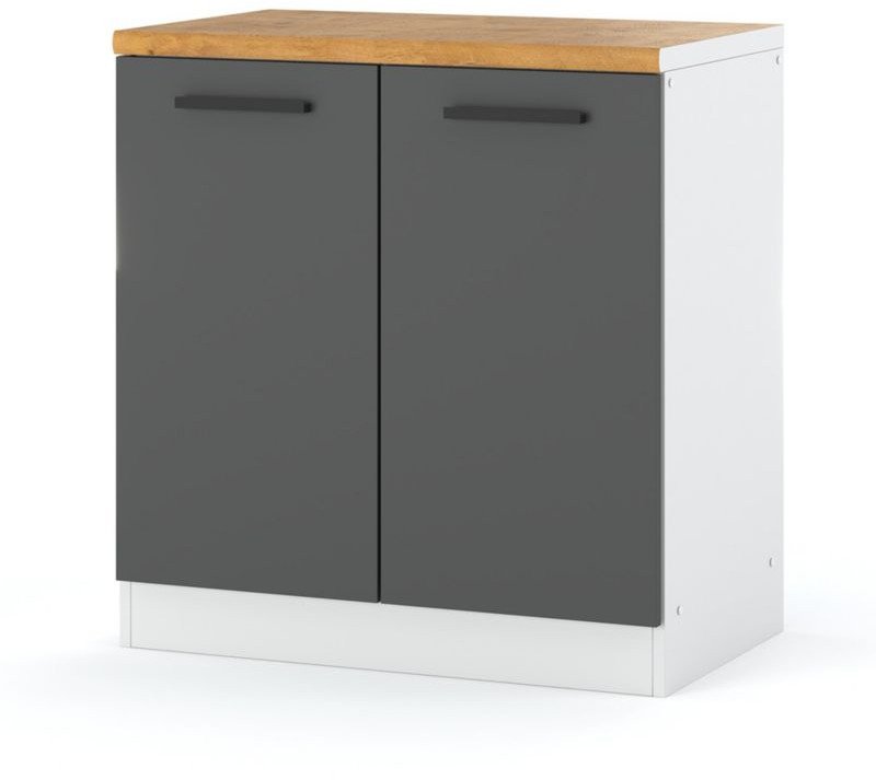 Szafka Kuchenna Stojąca Z Blatem Modułowa Blande 80cm Biała Szary Mat