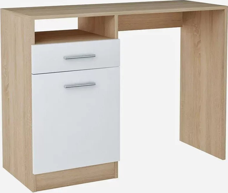 Elior Biurko z szufladą i drzwiczkami dąb sonoma + biały - Dinero