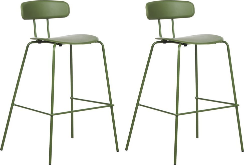 Beliani Zestaw 2 krzeseł barowych zielony SIBLEY