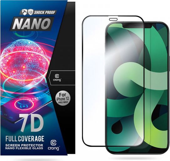 Crong Crong 7D Nano Flexible Glass - Niepękające szkło hybrydowe 9H na cały ekran iPhone 12 Pro Max