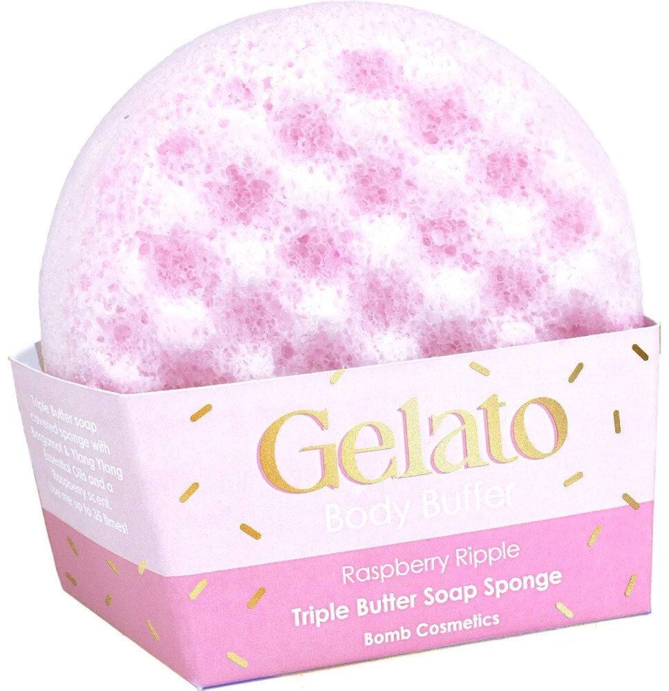 Bomb Cosmetics Gelato Body Buffer gąbka do mycia ciała Raspberry Ripple 200g
