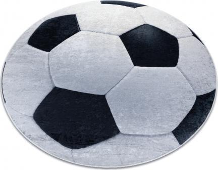 Dywany Łuszczów Dywan do prania BAMBINO 2139 koło - Piłka nożna dla dzieci antypoślizgowy - czarny / biały, koło 100 cm