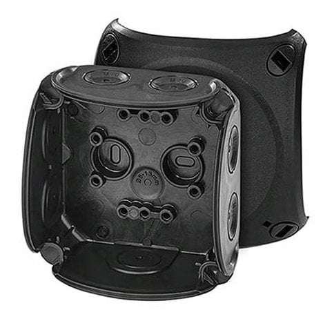 Hensel Puszka odgałęźna 84x84x55mm without clamps with membrane glands IP66 black DK 0100 BZ 62000465