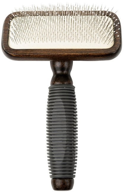 Ekskluzywna szczotka pudl�wka prostok�tna, dla zwierz�t, drewno bukowe, stal, tworzywo TPR, wym. 11x16,8cm