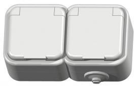 Ospel DELFINA Gniazdo hermetyczne podwójne z/u IP44 klapka szara (GNH-2DZw)