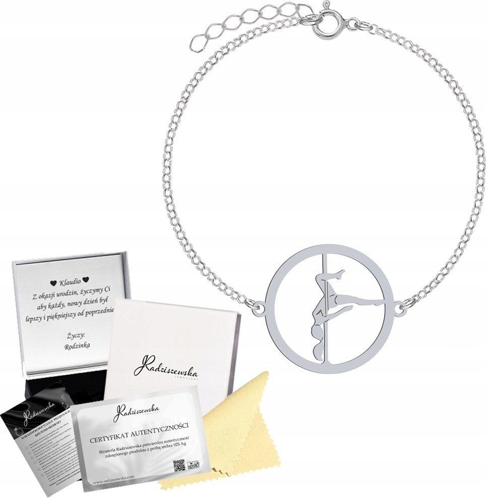Radziszewska Jewellery Bransoletka Srebrna Pole Dance Srebro 925 Grawer Gratis Biżuteria Prezent