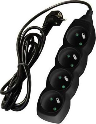 DPM Przedłużacz 4 gniazda, czarny, 1,5 m