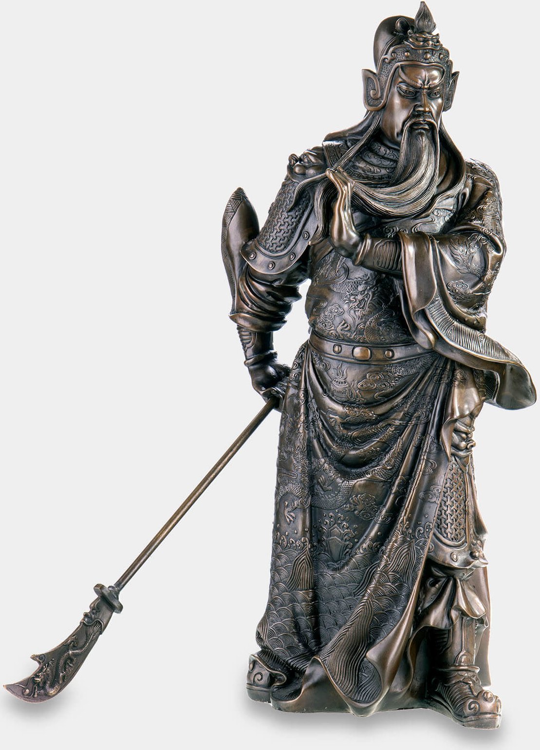 rzezbyzbrazu Azjatycki Wojownik Chiński Generał Guan Yu Duża Rzeźba z Brązu