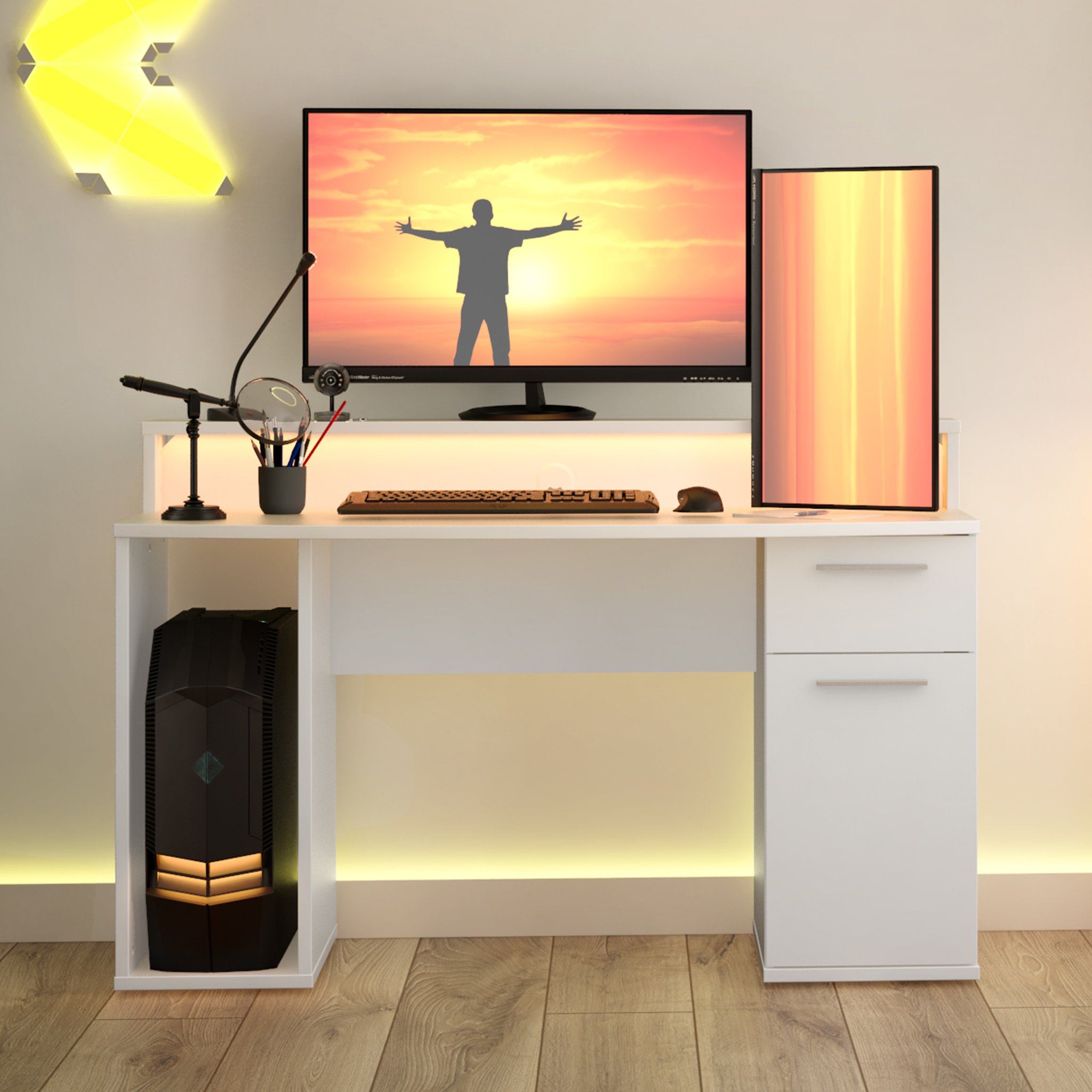 Biurko Gamingowe Supernova219 Led - Białe