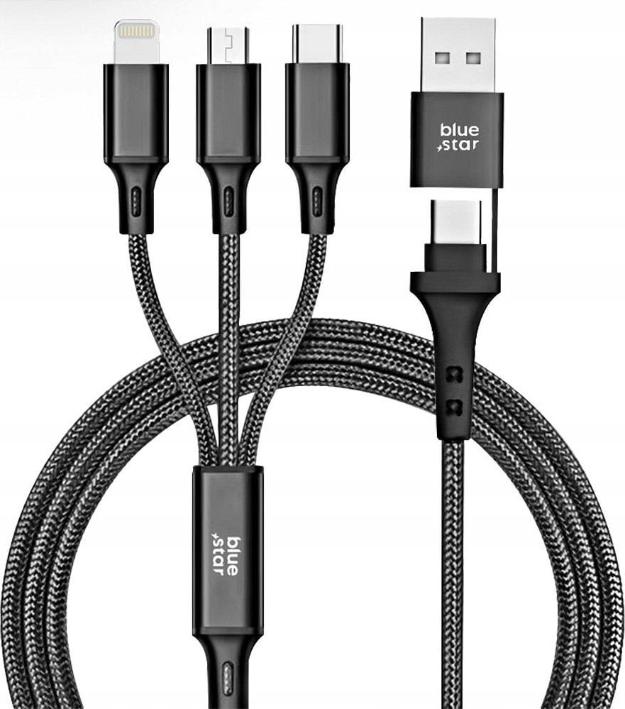 Blue Star BLUE STAR kabel 4w1 Typ C / USB A do Micro USB / Lightning / Typ C 2,4A 12W Cafule C172 1,2 m czarny